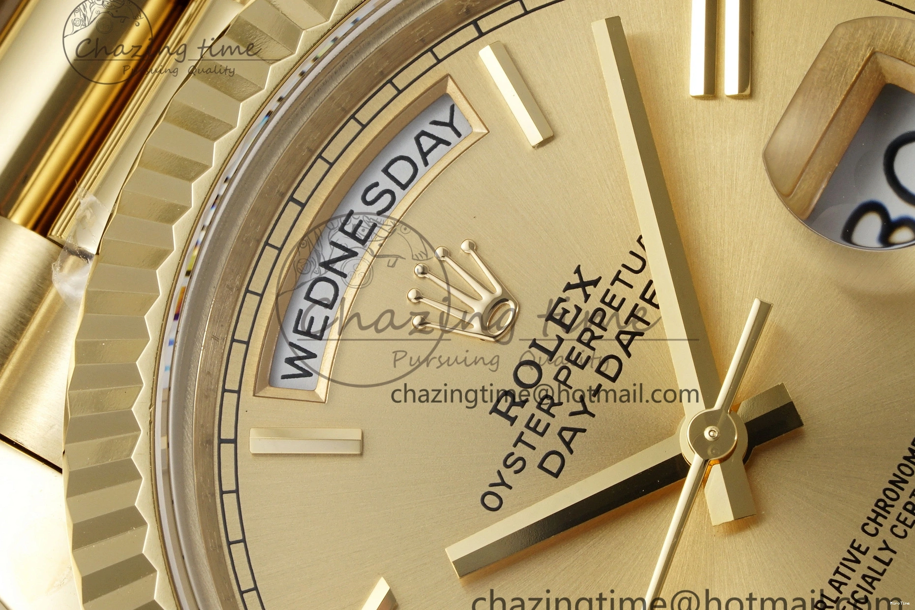 MiroTime 0505 Comfortable DayDate 40 YG JDF Gain Weight 904L Steel YG Dial Roman Markers on President Bracelet A2836 V 1821